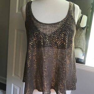 Forever 21 Gold Embossed tank Sheer